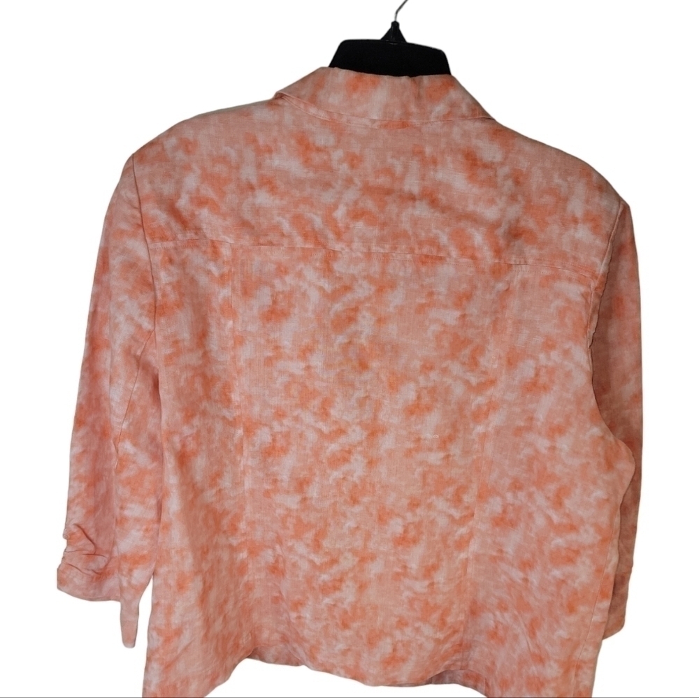 Chico's Women's 100% Linen Open Front 3/4 Sleeves Fall Summer Blazer Chico Sz 3 - Picture 3 of 7